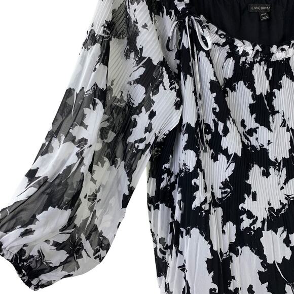 Lane Bryant Floral Chiffon Off the Shoulder Tops Plus Size 26/28 Pleated Blouse - Picture 6 of 16